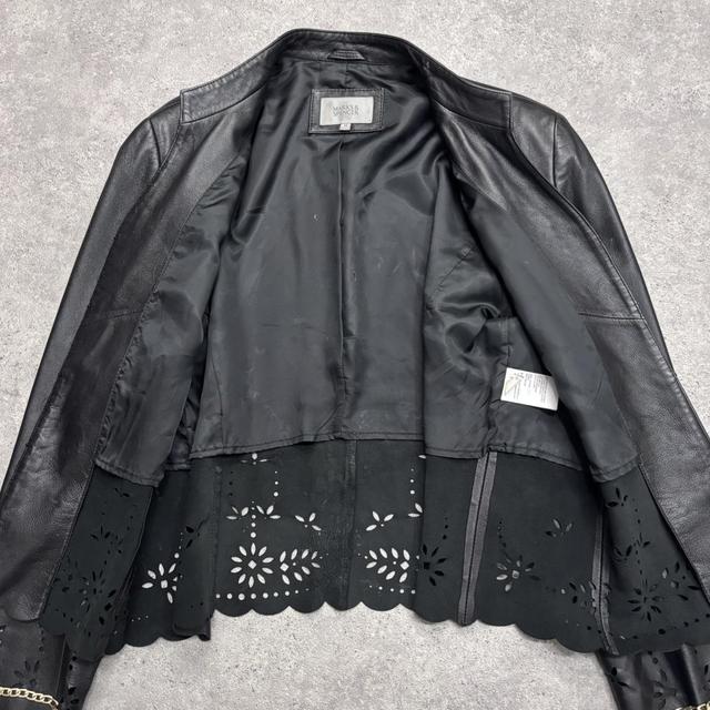 Black leather chain lace jacket