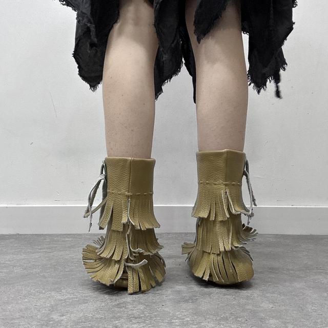 Tassel boho leather boots