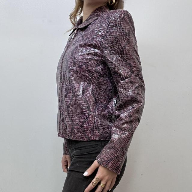 Purple snakeskin leather jacket