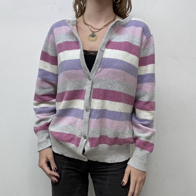 Stripy wool pastel cardigan