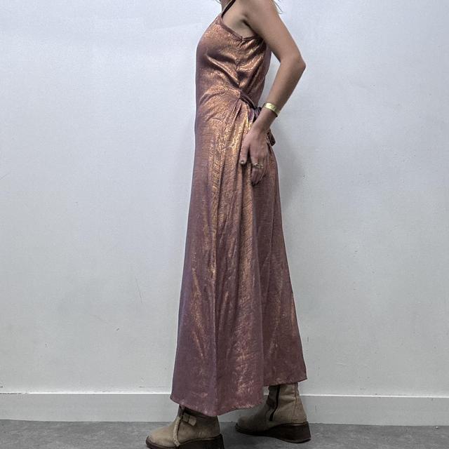 Metallic embossed print maxi dress