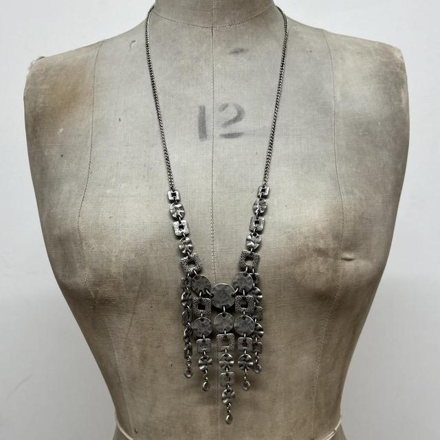 Hammered silver chain necklace