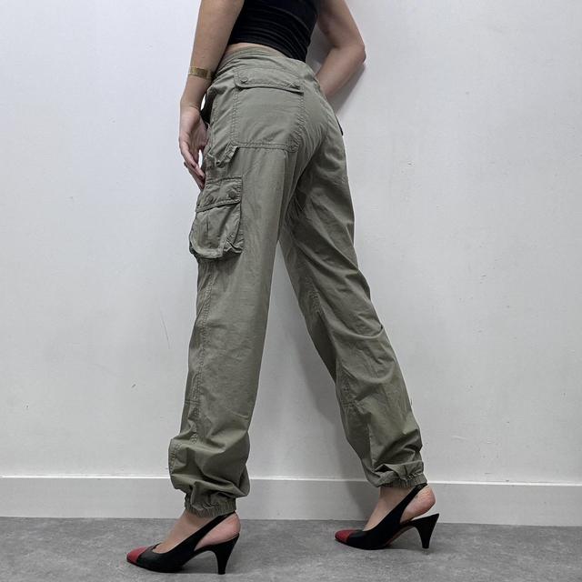 Khaki puff low rise cargo trousers