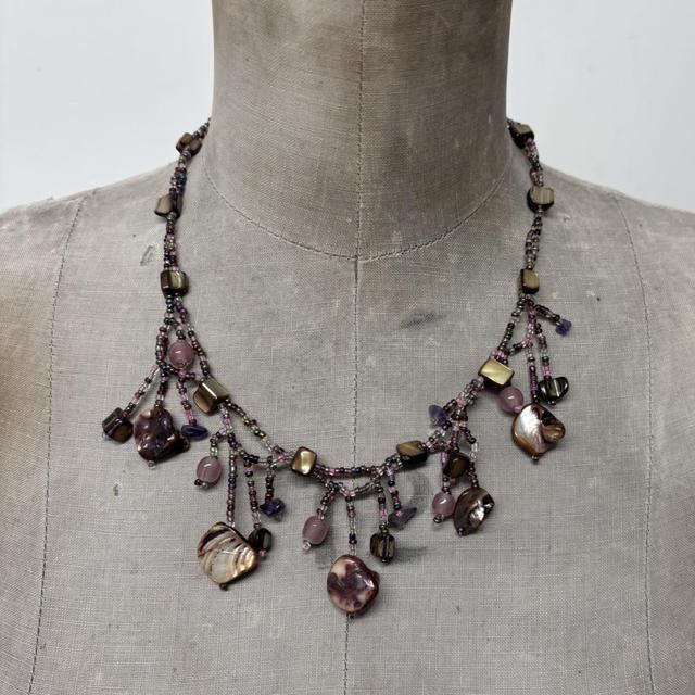 Draped gemstone pearl fairy necklace