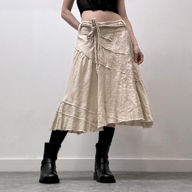 Lace linen distressed skirt