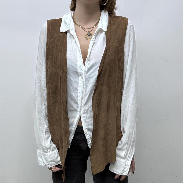 Brown suede leather waistcoat