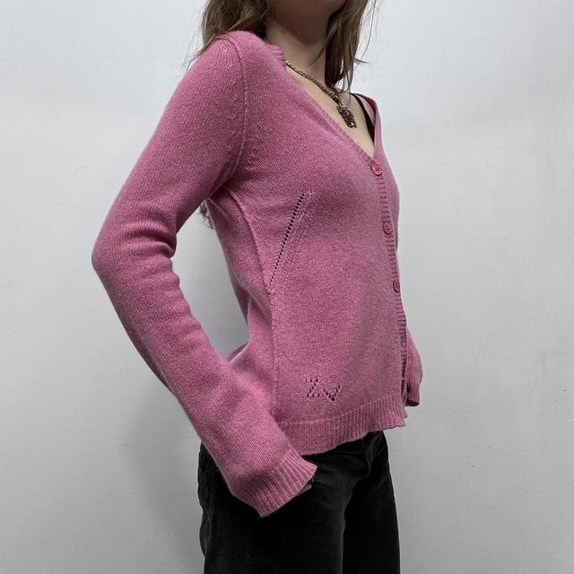 Pink slouchy knitted cashmere cardigan