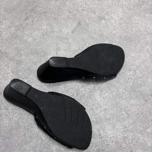 Black leather mules heels
