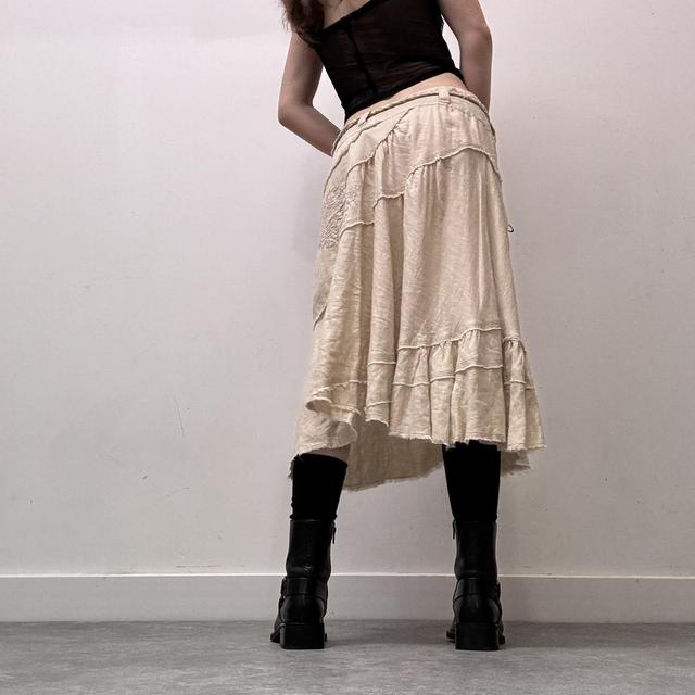 Lace linen distressed skirt