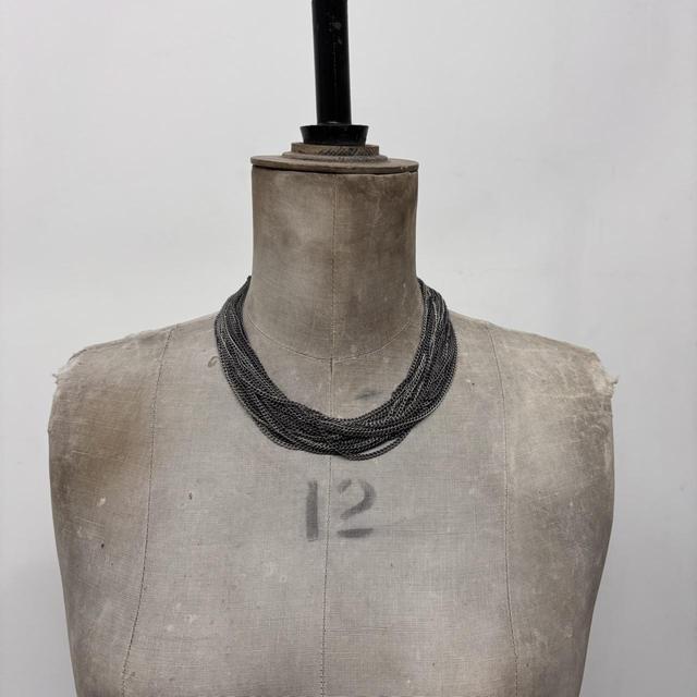 Layered silver chain necklace