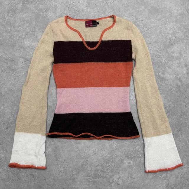 Flared knitted striped jumper