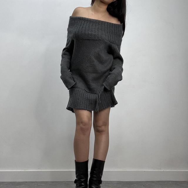 Knitted slouchy wool mohair dress