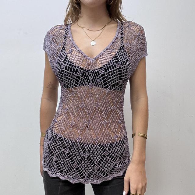 Sheer crochet shimmer fairy top