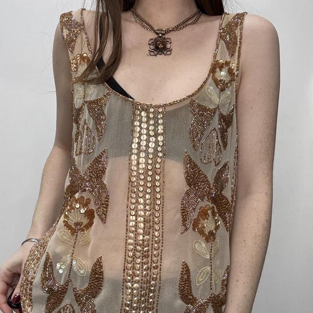Sheer beaded embelished vest