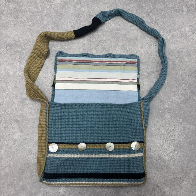 Knitted satchel stripey bag