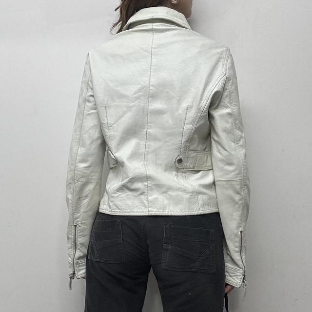 White cargo leather jacket