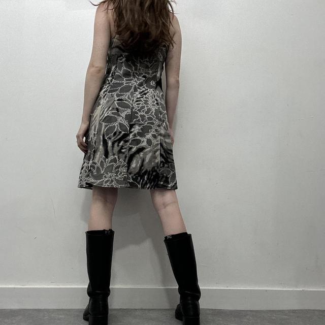 Distressed black lace up dress