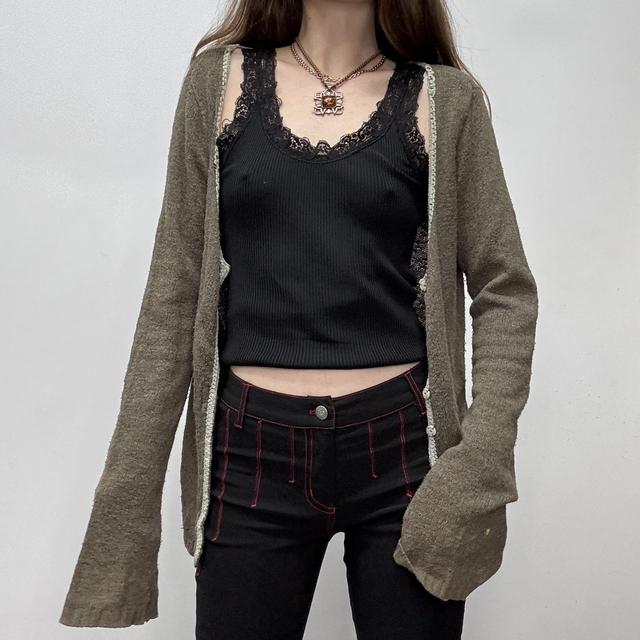 Khaki brown flared cardigan