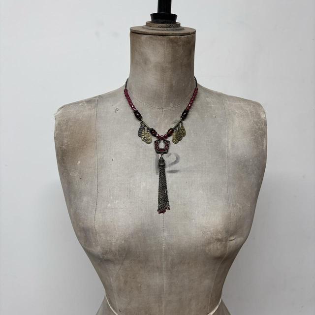 Boho hammered metal chain necklace