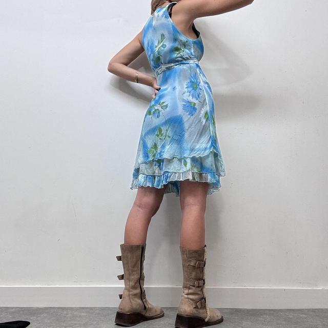 Blue floral watercolour dress