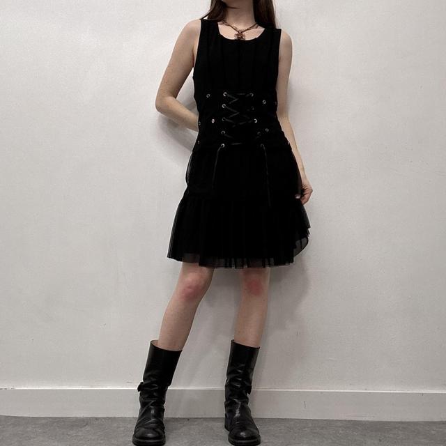Black corset grunge eyelet dress