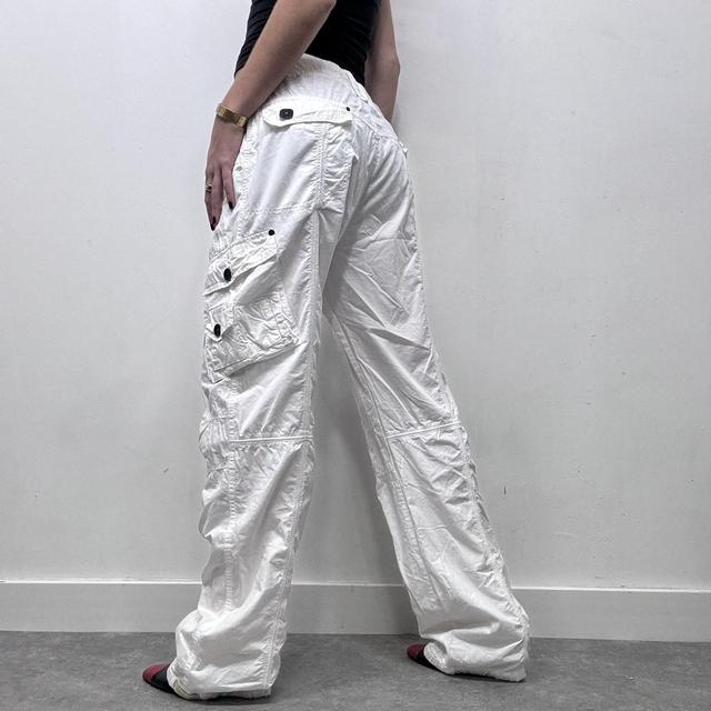 White y2k cargo wide leg pants