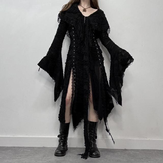 Black lace grunge flare dress cardigan