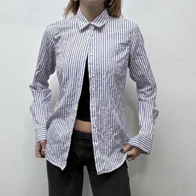 Flared pinstripe fitted shirt