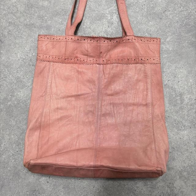Brouge patterned pink leather tote bag