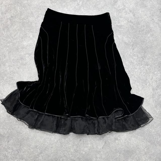 Black velvet grunge flared maxi skirt