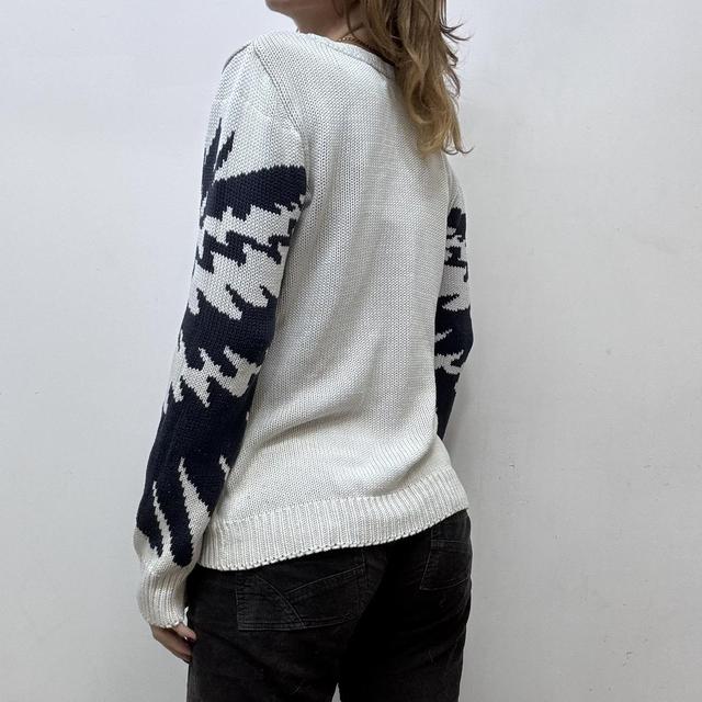 Graphic cotton eagle knitted jumper