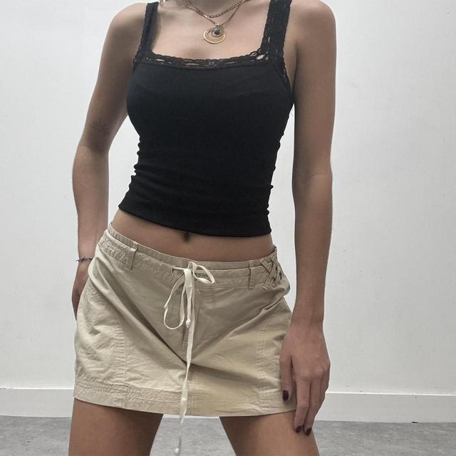 Tan cargo mini skirt