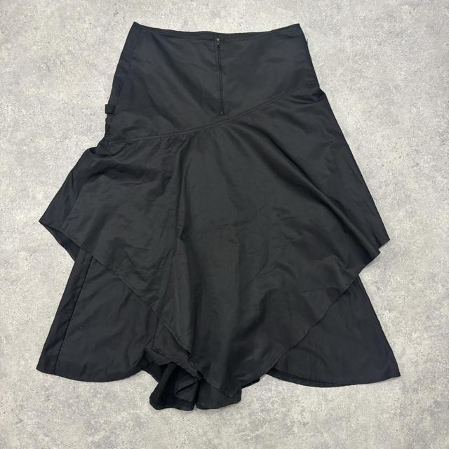 Black asymmetric grunge buckle skirt