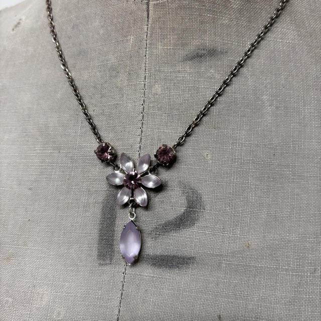 Pink gemstone fairy flower necklace