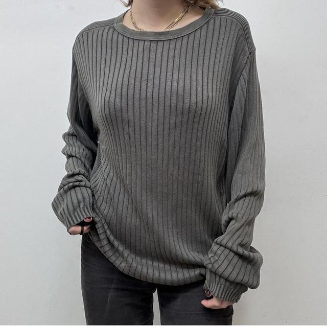 Ribbed slouchy distressed jumper