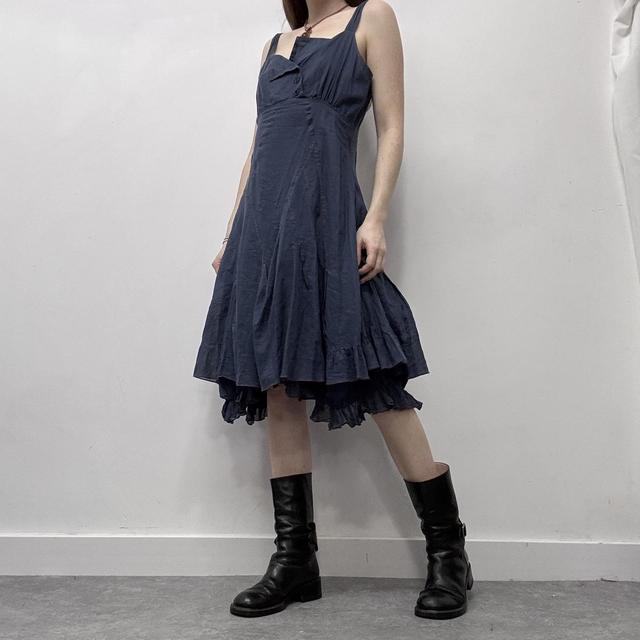 Blue cargo puff ruffle dress