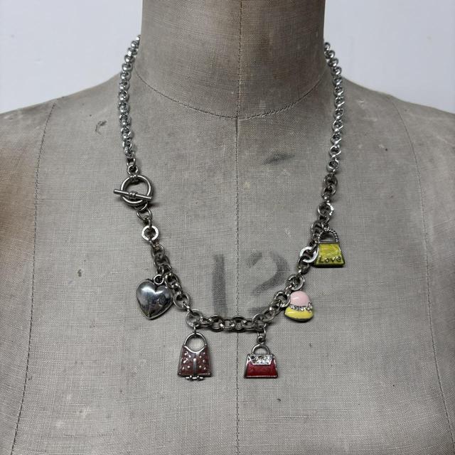Silver heart 90s charm necklace