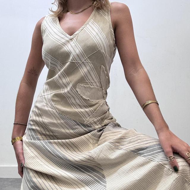 Prinstripe asymmetrical linen dress
