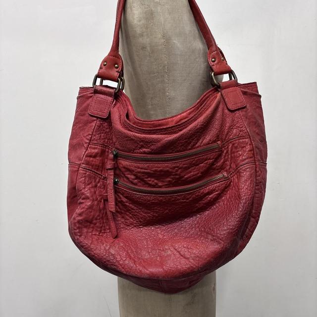 Oversized red slouchy leather bag