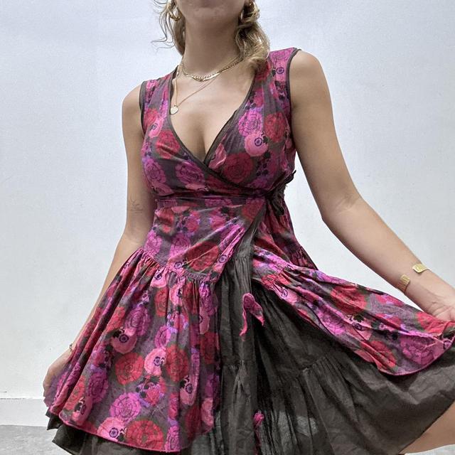 Pink ruffle flared wrap fairy dress