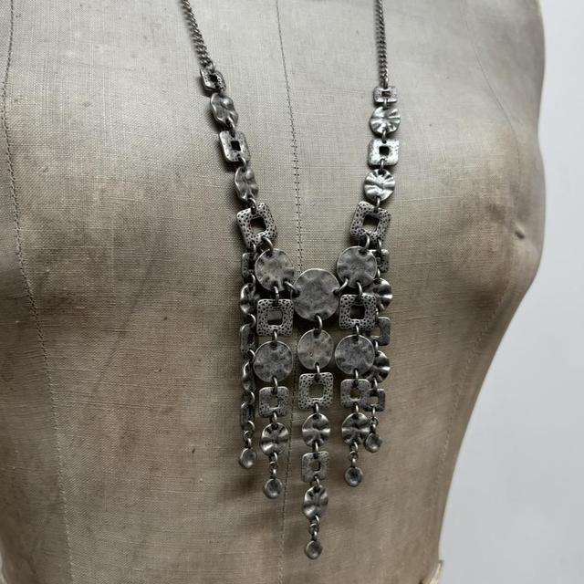 Hammered silver chain necklace