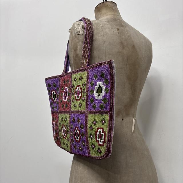 Beaded patterned tote bag