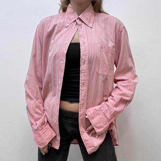 Pink pinstriped oversized shirt