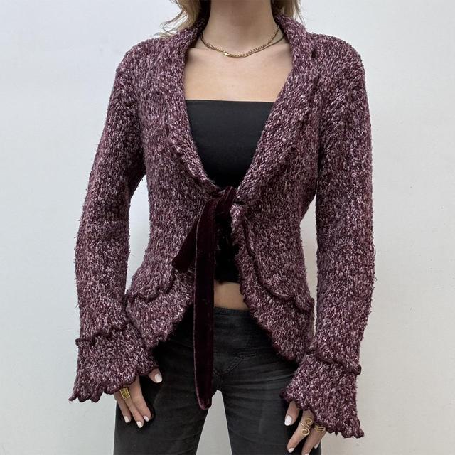 Knitted ruffle flare cardigan