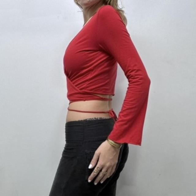 Red wrap ballerina cardi