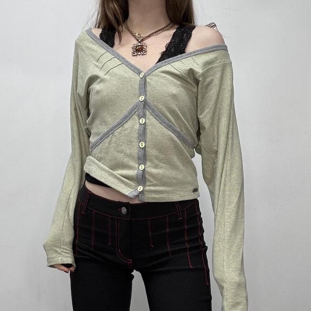 Slouchy pinstripe cropped cardigan