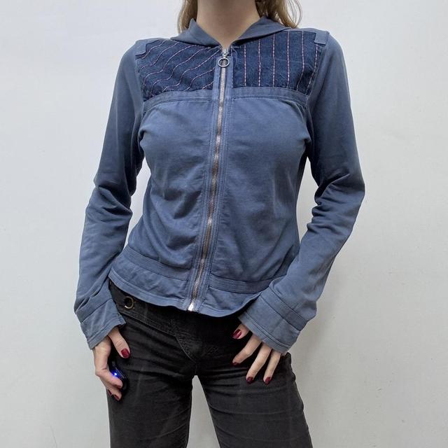 Slouchy blue stitched hoodie