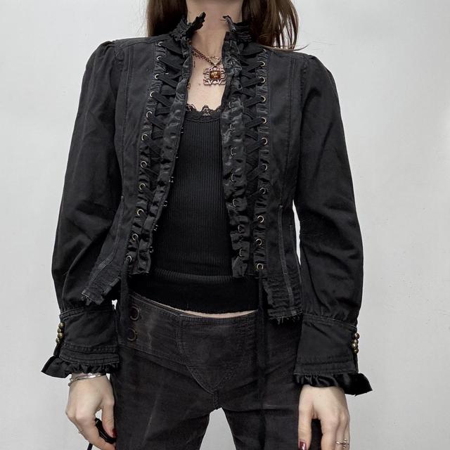 Black corset fitted jacket shirt