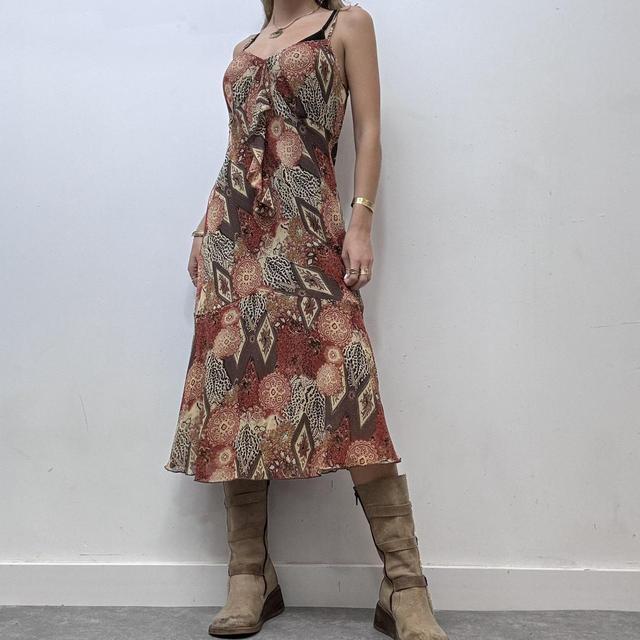 Leopard paisley printed bias cut dress