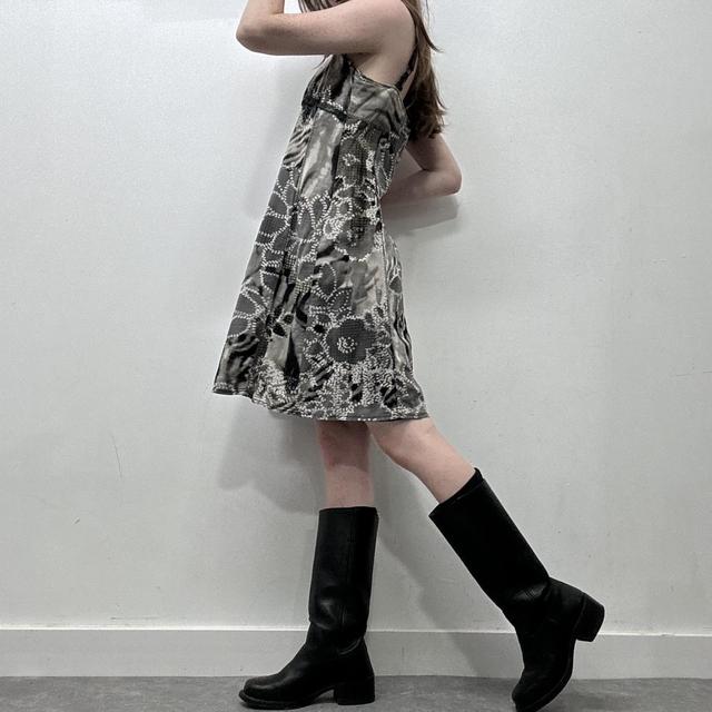 Distressed black lace up dress
